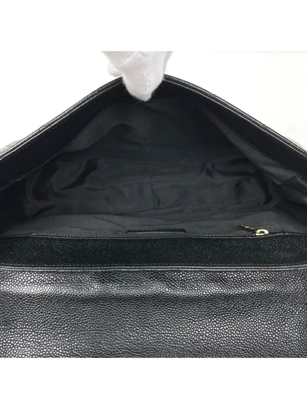 Chanel Shoulder Bag CC Logo Quilted Caviar Leather Black